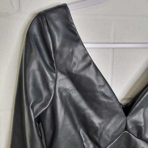 Wolf & Badger Maison Bogomil Black Noir Muse Eco Leather Dress NEW Size Large - Picture 9 of 16